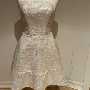 Silver Strapless dress EXPRESS